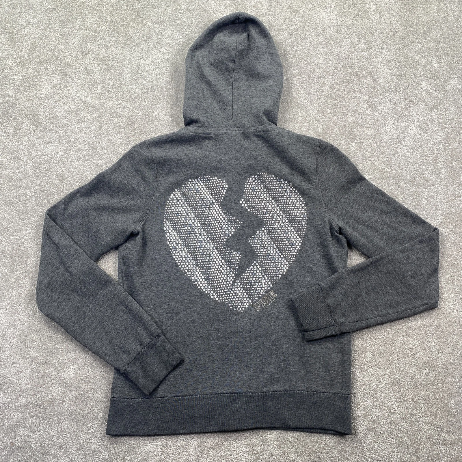 UNDERCOVER Felpa con cappuccio e zip intera Victoria's Secret Pink Love da donna taglia S grigio antracite