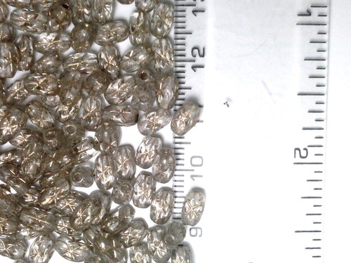 Vtg 6x4mm Clear Czech Glass Rice Beads with Star #062322c ROSARY - Picture 2 of 2