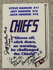 HANSON BROTHERS SLAP SHOT Charlestown Chiefs SIGNED 5x7 GLASSES TOE BLAKE!