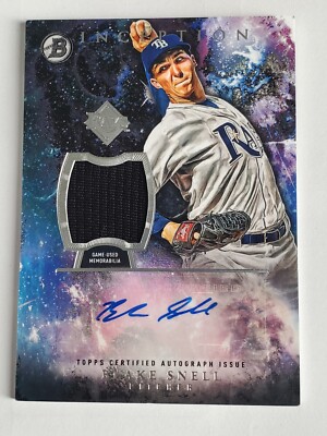 Blake Snell 2016 Bowman Inception Rookie Auto Game Used Jersey 
