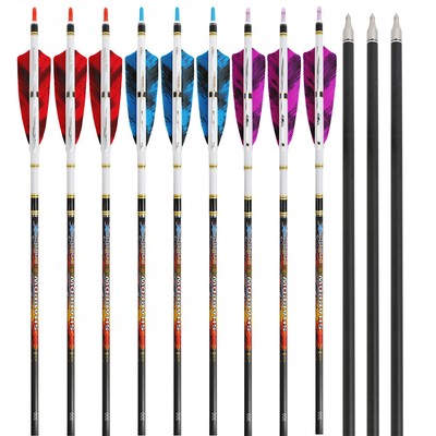 31'' Archery Pure Carbon Arrows 4'' Natural Feathers SP250-600 Bow Hunting Target