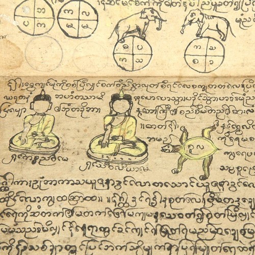 ANTIQUE SUTRA MANUSCRIPT BOOK PIGMENT ON PAPER BUDDHISM BURMA MYANMAR 19TH C. - Picture 8 of 9