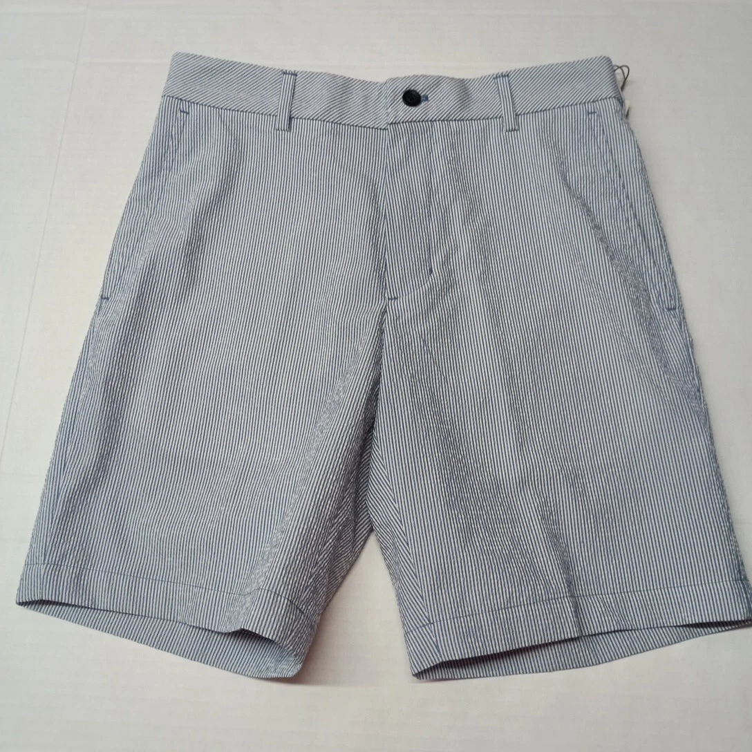 Walter Hagen Chino Shorts Mens 30 Multi Striped Seersucker Gripper Stretch Waist