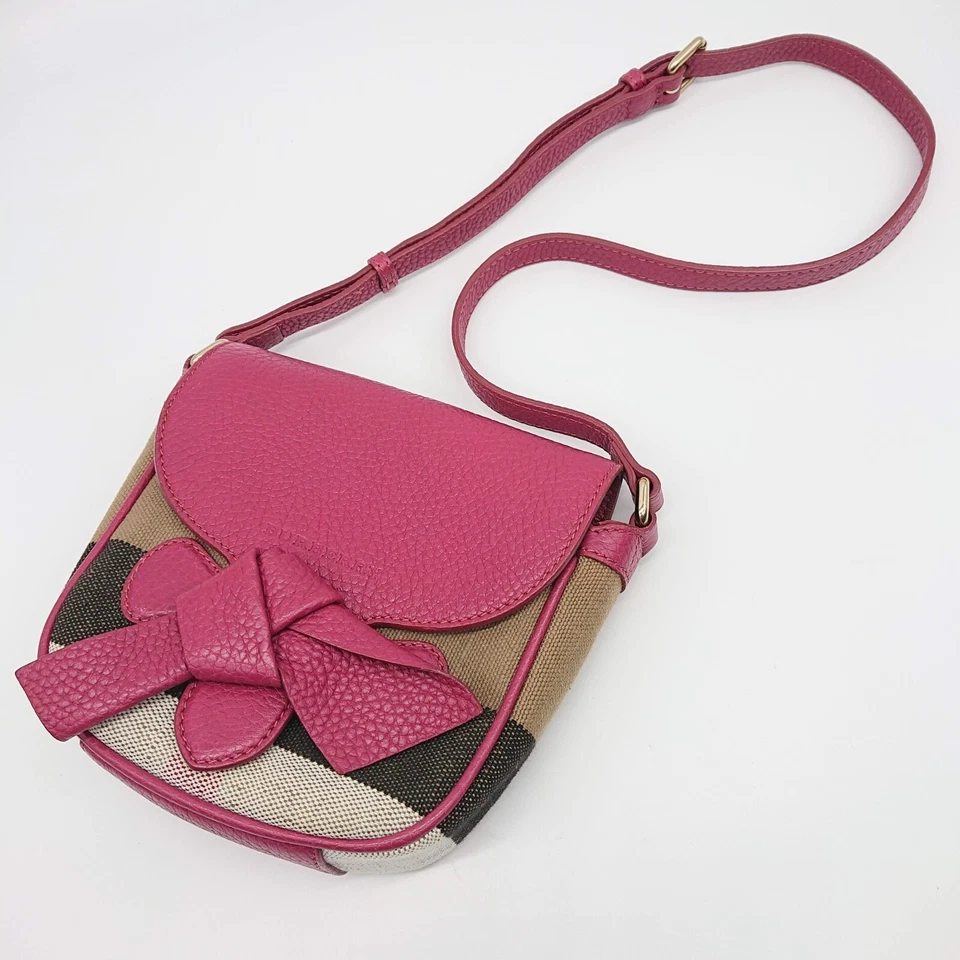 Mini Bolso de Hombro BURBERRY LONDON Cuero Rosa Yute y Algodón Cuadros Nova Rumania Foto 2 de 4