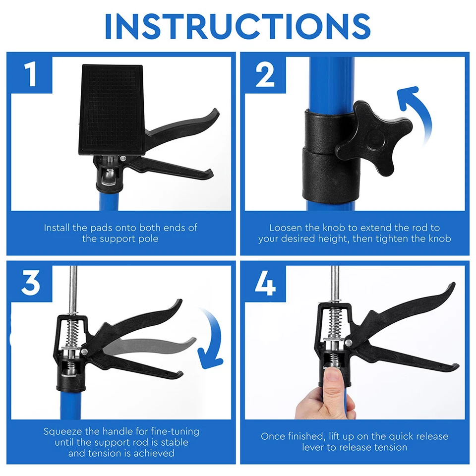 2X 115-290CM ADJUSTABLE DRYWALL PLASTERBOARD BUILDER CEILING EASY SUPPORT PROPS - Image 3 of 4
