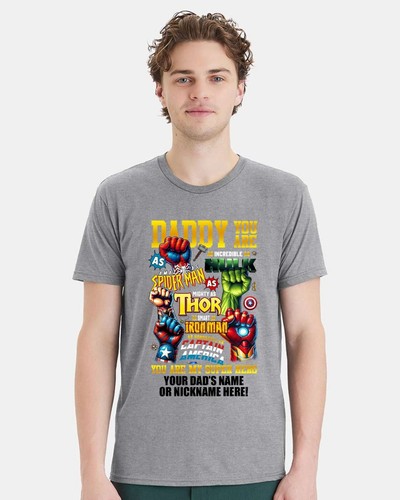 Camiseta Día del Padre Papá es mi SUPERHÉROE con el nombre personalizado de tu papá impreso - Imagen 6 de 16