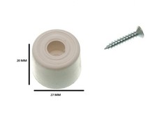 White Rubber Door Stop Stay Guard 28MM 1 1/8 Inch With Screws Pack Of 3