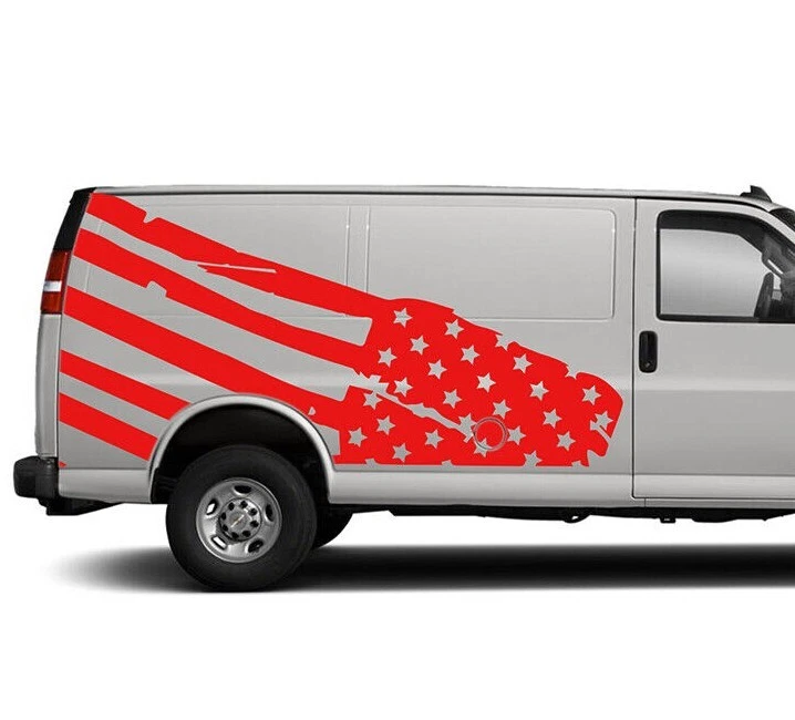 Lateral bandera de Estados Unidos gráficos calcomanías rayas pegatinas vinilo kit para Chevrolet Express Van Foto 4 de 4