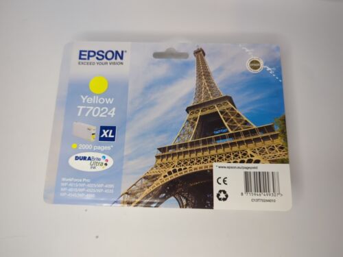 Genuine Epson T7024 XL High Capacity Yellow Ink Cartridge  (Eiffel Tower) - Afbeelding 1 van 3