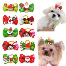 10 Pcs Christmas Dog Hair Accessories Pet Dog Hair Bows Holiday Party Dogs Bows