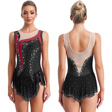 Women's Rhinestone Ballet Dance Leotard Bodysuit Tops Sparkle Ballet Dancewear
