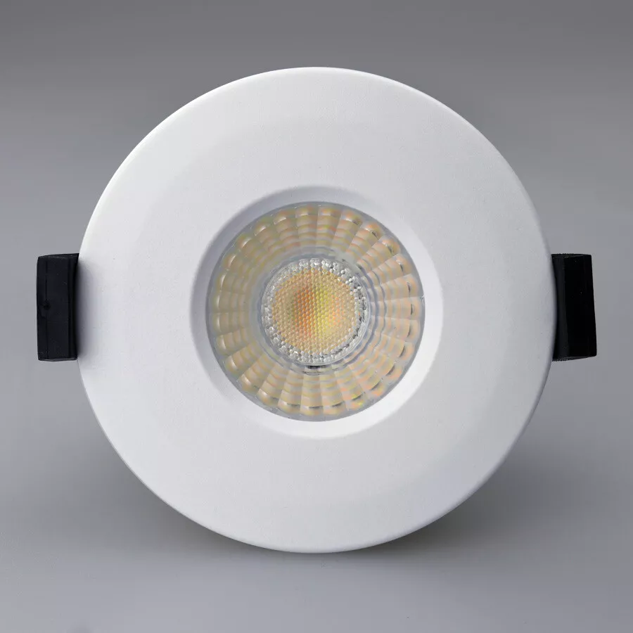 Time LED Downlight Fire Rated 8W Dimmable IP65 4x CCT White Bezel Like Enlite E8