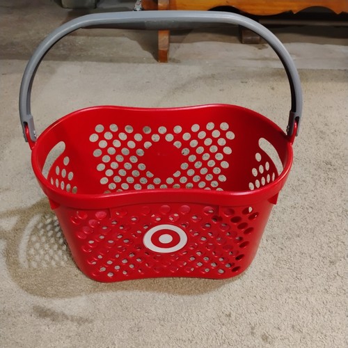 TARGET Red Shopping Basket With Logo. Gray handle and in excellent condition 