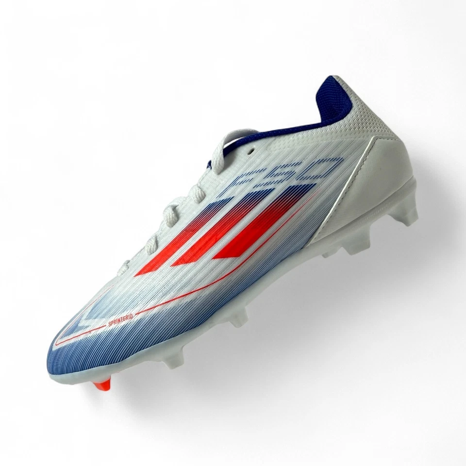 Adidas F50 League FG Junior Soccer Cleats White Red Blue Size 2 Youth New in Box - Image 2 of 4