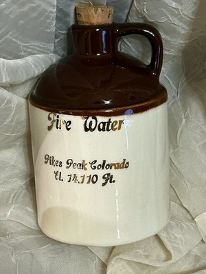 Vintage FIRE WATER Pikes Peak Colorado Corked Jug USA Hand Crafted PCA CLEAN