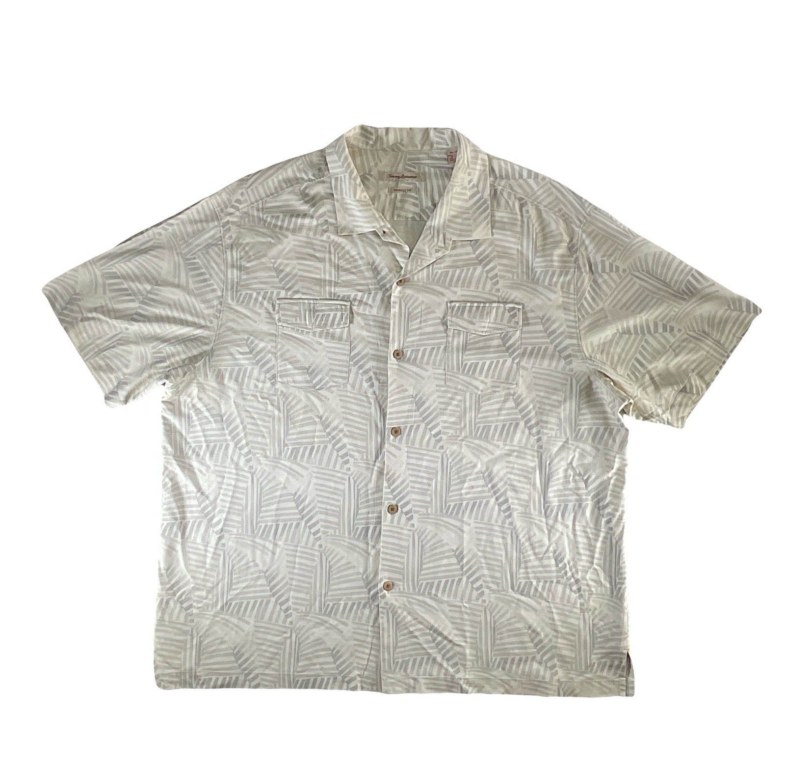 Tommy Bahama Camp Button Down Silk Collared Shirt Short Sleeve Top Mens 3XL