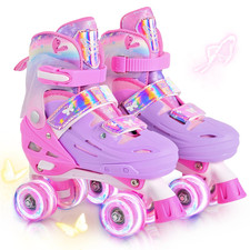 2PM SPORTS Roller Skates Girls Ages 5-8 8-12 3-5 Small - Little Kid, Rose Red
