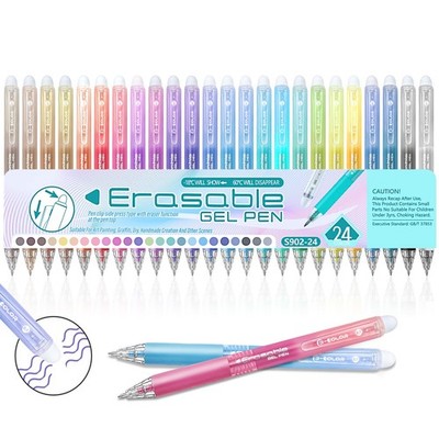 Erasable Gel Pen 24 Colors, Retractable Clicker 0.7mm Fine Point, Assorted Co...