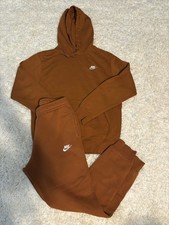 Nike Brown Men s 2-Piece Sweatsuit Set Hooded Hoodie Pants Solid M