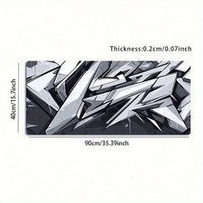 A Large Gaming Mouse Pad Featuring a Black And White Geometric Graffiti Street