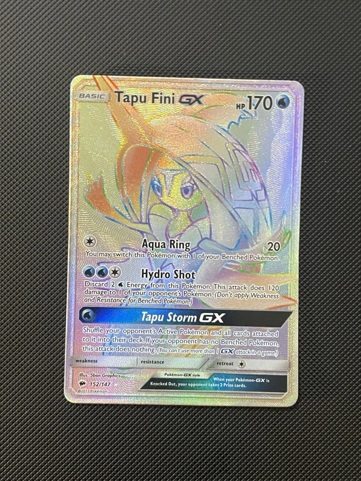 Pokémon Tapu Fini GX Rainbow Rare Full Art Holo SM-Burning Shadows 152/147