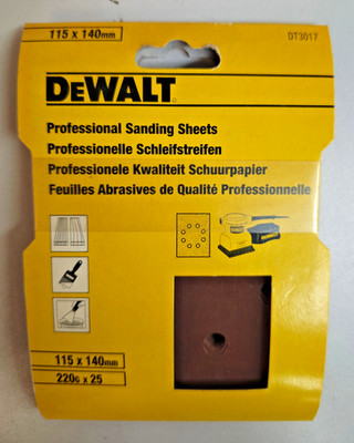 DeWalt Schleifpapier DT3017-QZ 115x140mm K220  25Stk Vibrationsschleifer DWE6411