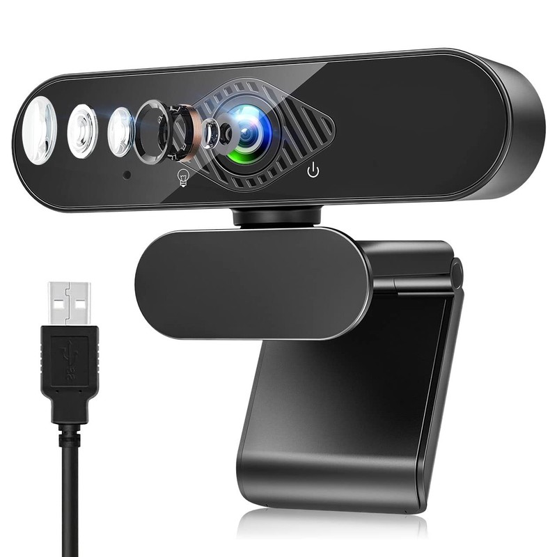 Dancial USB Webcam, 1080P Streaming Webcam with 14.80 × 8.50 × 4.60 cm, Black