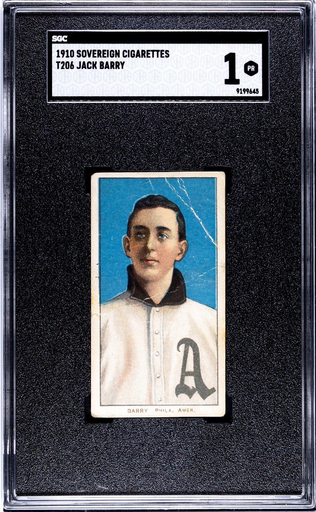 1910 T206 Jack Barry Sovereign Cigarettes A’s SGC 1