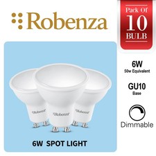 6w=50w LED Dimmable GU10 Spotlight Bulb Warm 3000K /6500K Daylight- (Pack of 10)