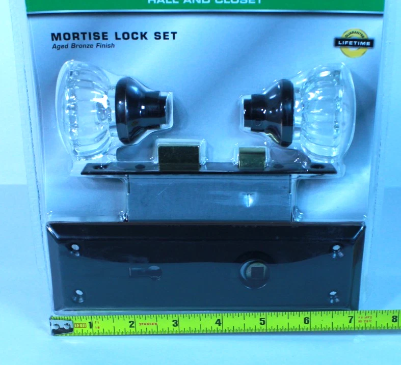 Juego de cerraduras de mortaja Defiant Hall and Closet perilla de vidrio acabado bronce envejecido Foto 4 de 4