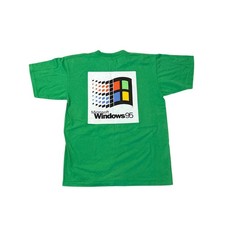 Vintage Microsoft Windows 95 neon green single stitch old Gildan tag large shirt