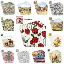 Set of 4 Coasters Multi-Design Dining Table Tea Coffee Mats Cork Back Coaster