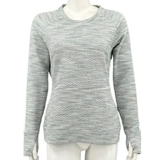 Athleta Sweatshirt Womens Medium Gray Spacedye Snowscape Crew Quilted Athleisure