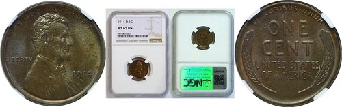 1914-D 1C Lincoln Cent NGC MS-65 BN