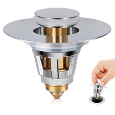 All Brass Metal Sink Stopper with Hair Catcher Universal Bathroom Drain Str...