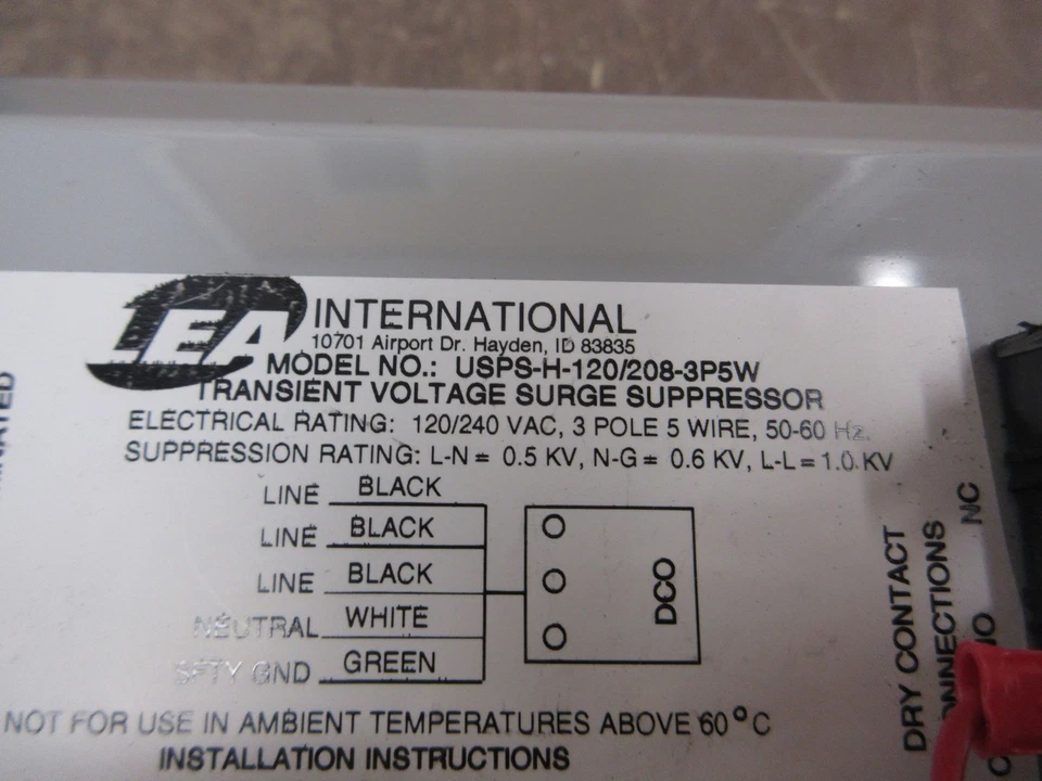 LEA International Surge Suppressor USPS-H-120/208-3P5W 120/208V 3Ph 50/60Hz Used - Image 3 of 4