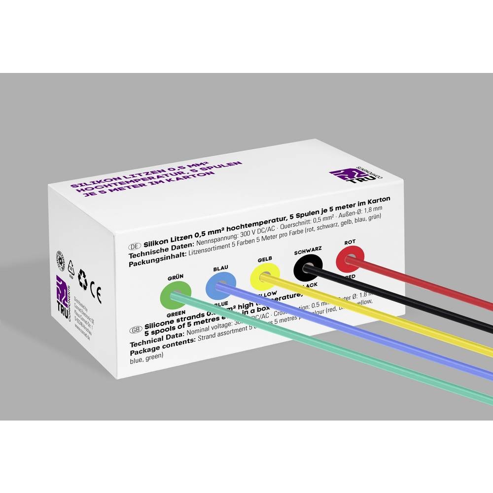 Fil tressé silicone 0.5 mm² de câblage souple rouge noir TC-14085028