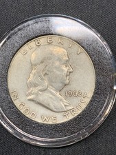 1962 P BUGS BUNNY TEETH US Benjamin Franklin .900 Silver Half Dollar Coin