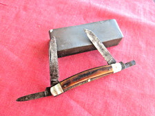 Vtg HIKE CUT Co.  Solingen Congress Knife Stag Handles **Broke file blade**