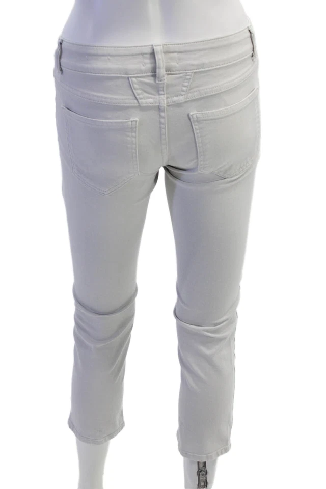 Pantalones al tobillo recortados cerrados para mujer gris tiro bajo talla 25 Foto 3 de 4