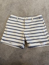GapKids Boys Striped Chino Shorts Size 14 White Navy 100 Cotton Breathable