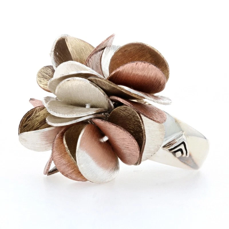 Silpada Cha Cha Cocktail Statement Ring - Sterling 925 Brass Floral R1978 Size 6 - Image 3 of 4