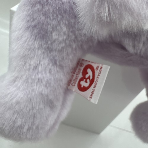 TY Beanie Buddies Happy Hippo Purple 2000 Laying Flat Lovey Plush 15" MWMT - Picture 6 of 9