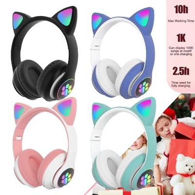 Kinder Kinder Kopfhörer Wireless Bluetooth Headset LED Lichter Katze Ohrhörer