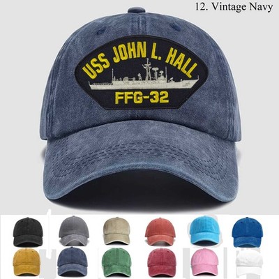 Customized Personalization Embroidered Hat Uss John L Hall Ffg-32, Trucker Hat