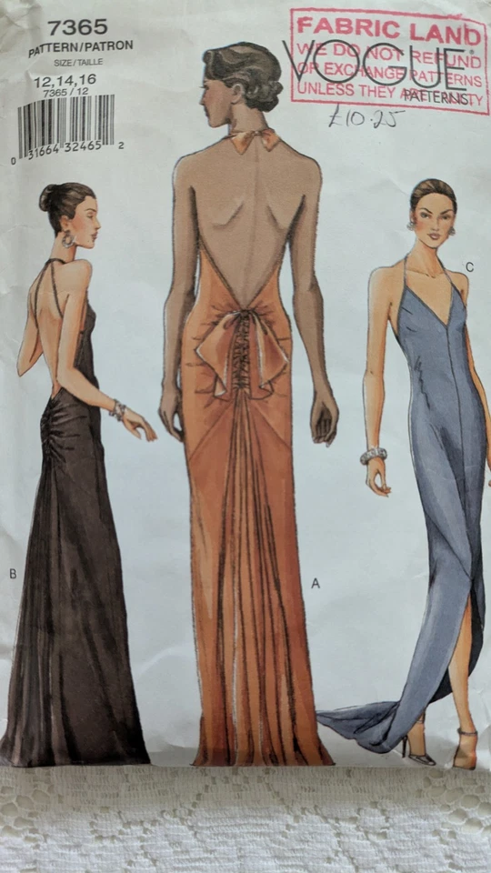 Vintage Vogue Bias Cut Halter Neck Evening Dress Pattern 7365 - Image 2 of 4