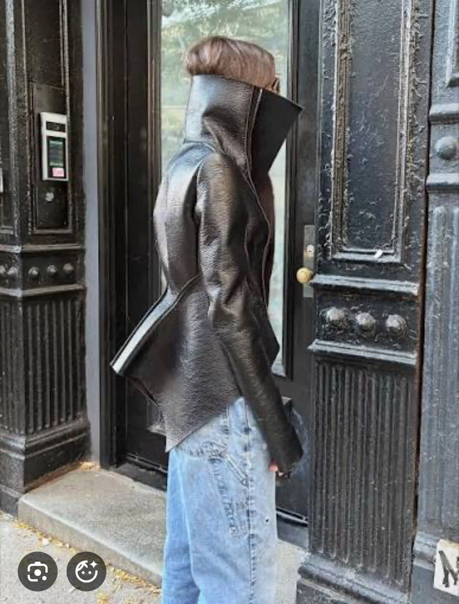Rick Owens ラムレザー ハイネック ライダースジャケット 40 グレー Rick Owens - 【激レアモデル】RICK OWNS 斜めジップ×ハイネック