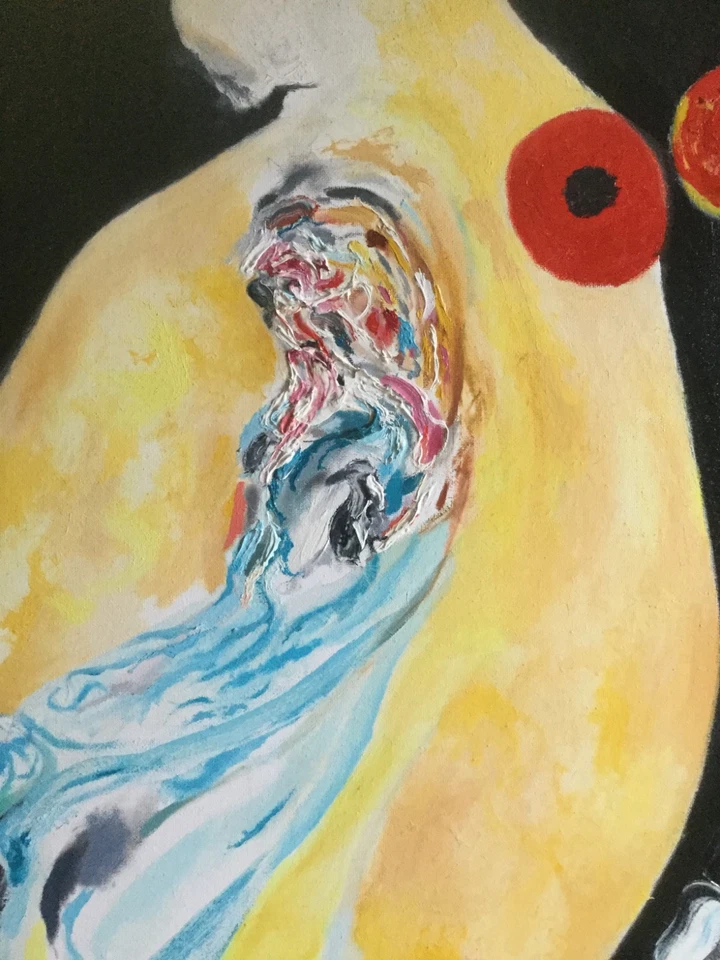 Original Hand-Painted Abstract Oil Painting Signed Modern Wall Art - Image 2 of 4