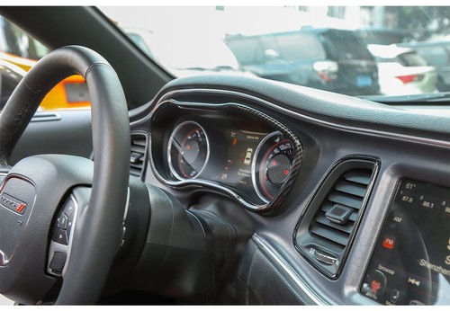 For Dodge Challenger 2015-2021 Dashboard Instrument Panel Cover ABS Carbon Fiber - Picture 6 of 9