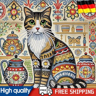 5D DIY Partial Special Shaped Drill Diamond Painting Kit Cat Decoration 30x30cm